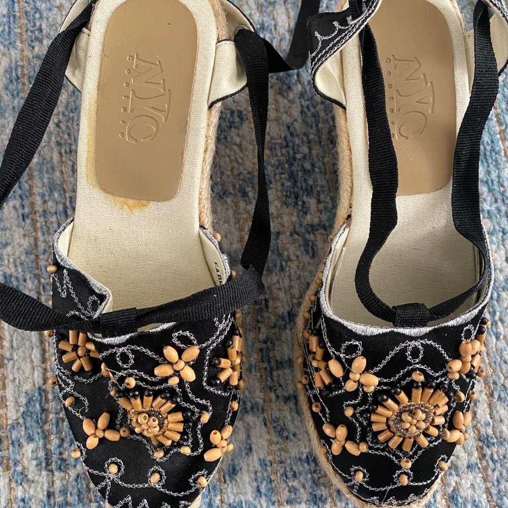 NYC Couture - Wrap Floral Beaded & Embroidered Espadrilles - Picture 4 of 15